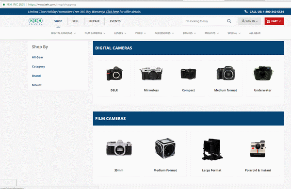 Film camera stores