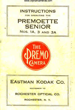 Kodak Premoette Senior No. 1A, 3 and 3A camera