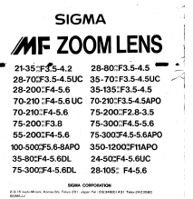 Sigma MF Zoom Lens