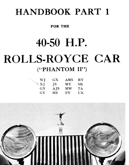Rolls-Royce Phamtom II service manual