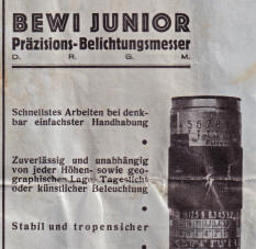 BEWIN Junior Bedienungsanleitung light meter
