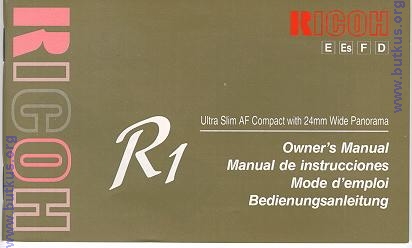 Ricoh R1 instruction manual, user manual, PDF manual, Ricoh R1 
