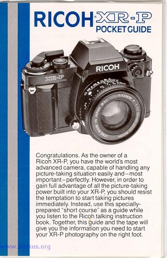 Ricoh Xr P Mini Camera Manual Instruction Manual